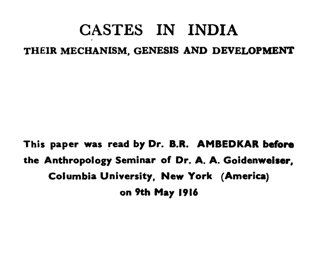 Frontispiece of Castes in India