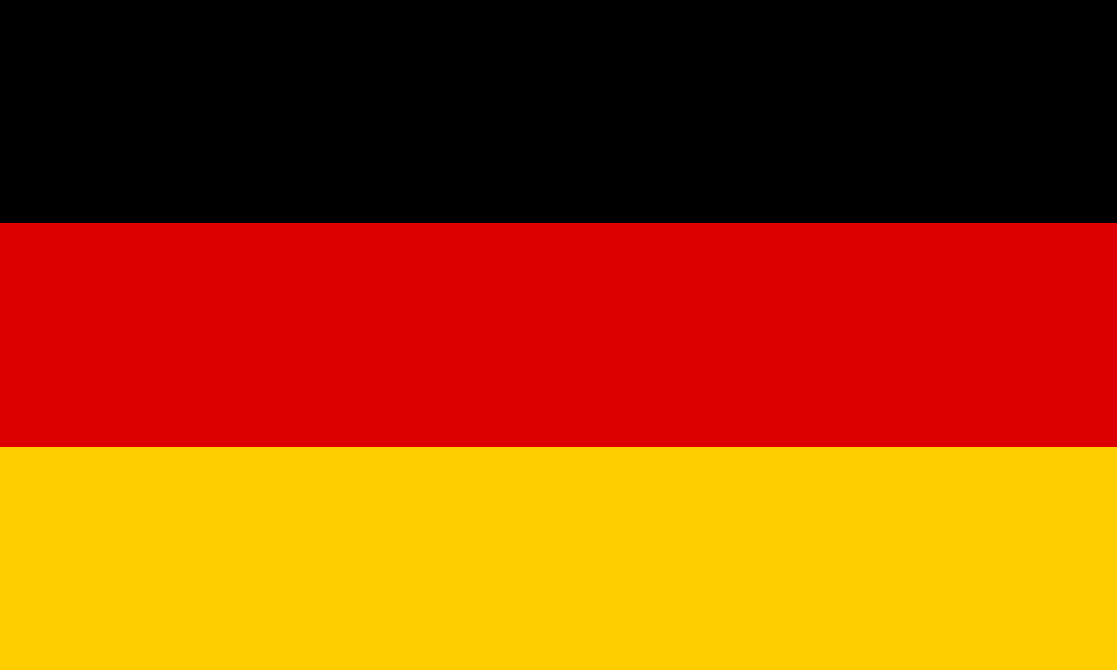 Modern national flag of Germany with black, red, and gold horizontal stripes