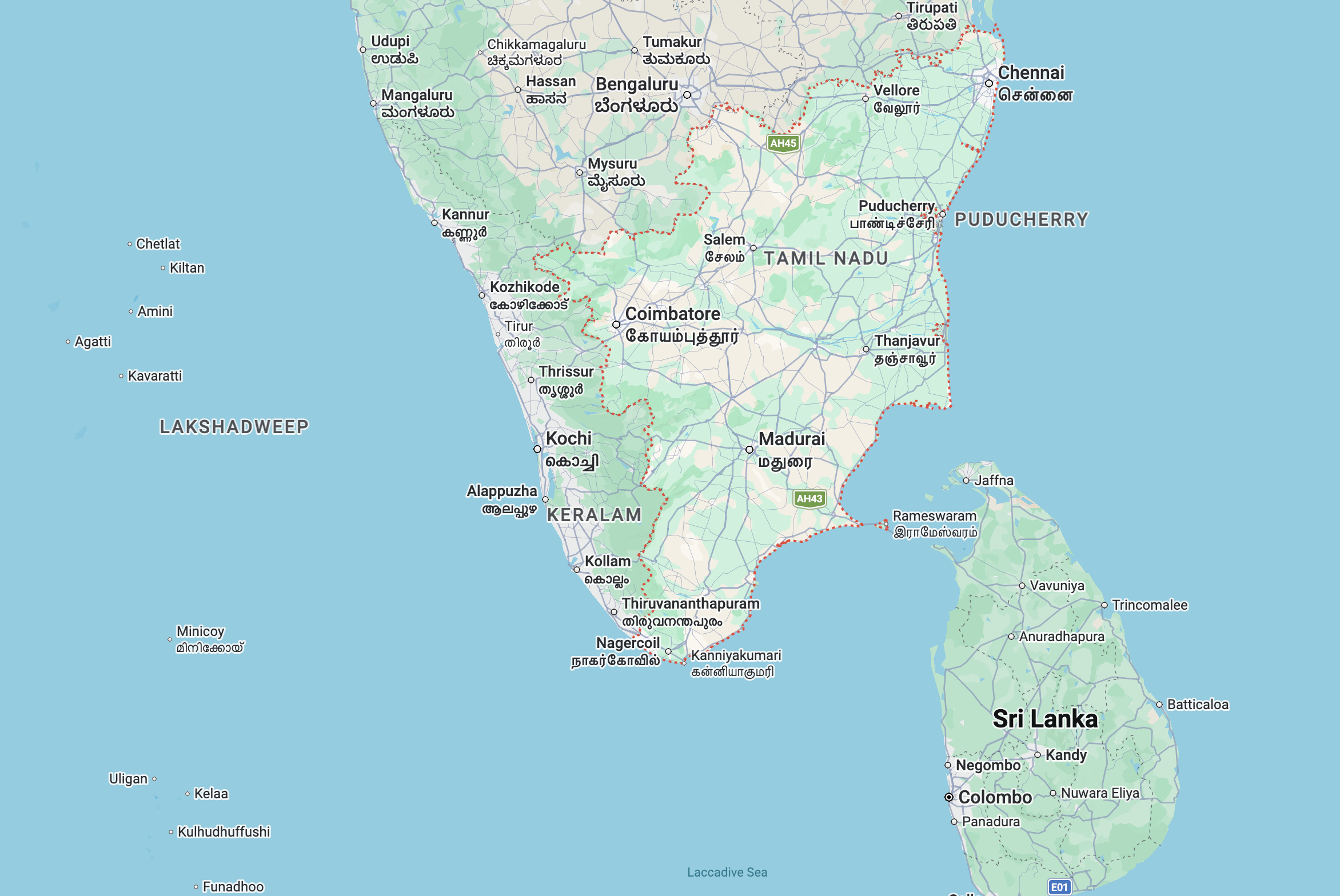 Map of Tamil Nadu.
